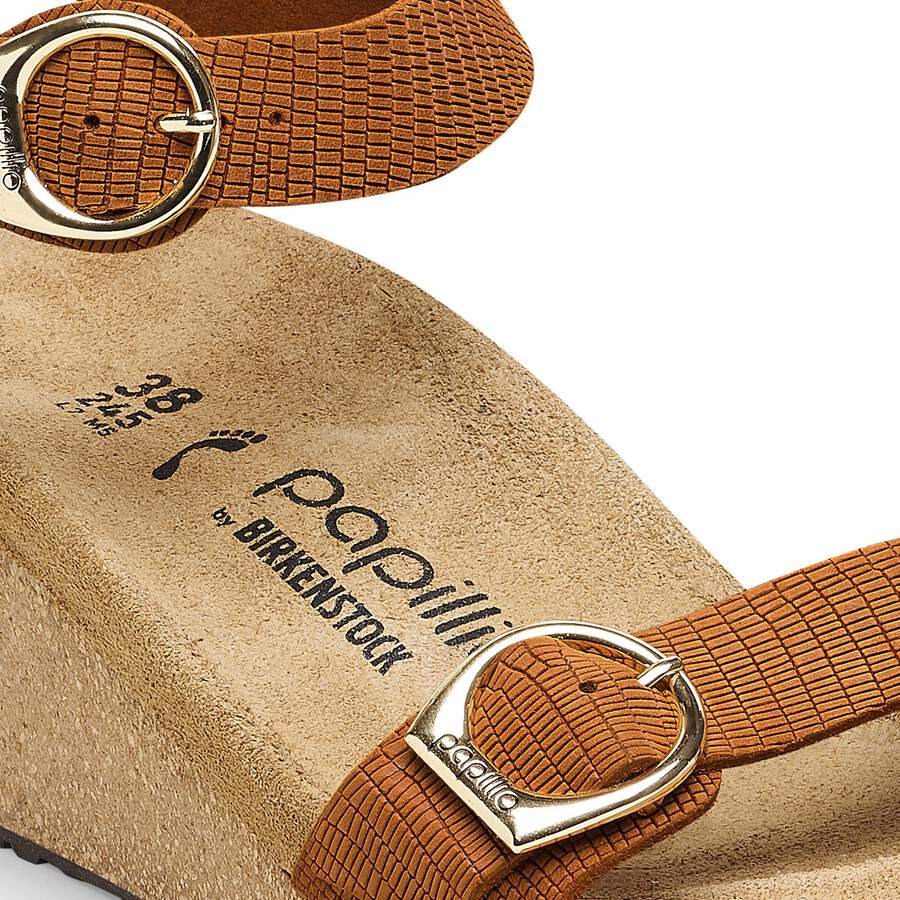 Soley Ring-Buckle Nubuck Leather Embossed - Burnt Orange