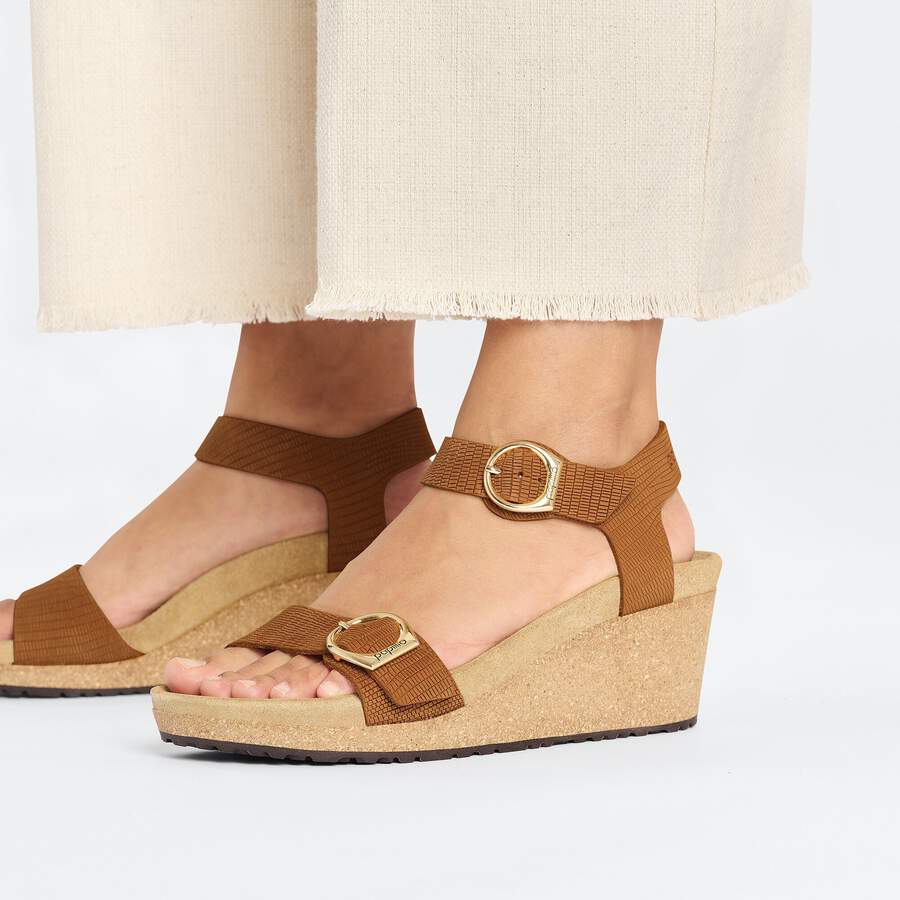 Soley Ring-Buckle Nubuck Leather Embossed - Burnt Orange