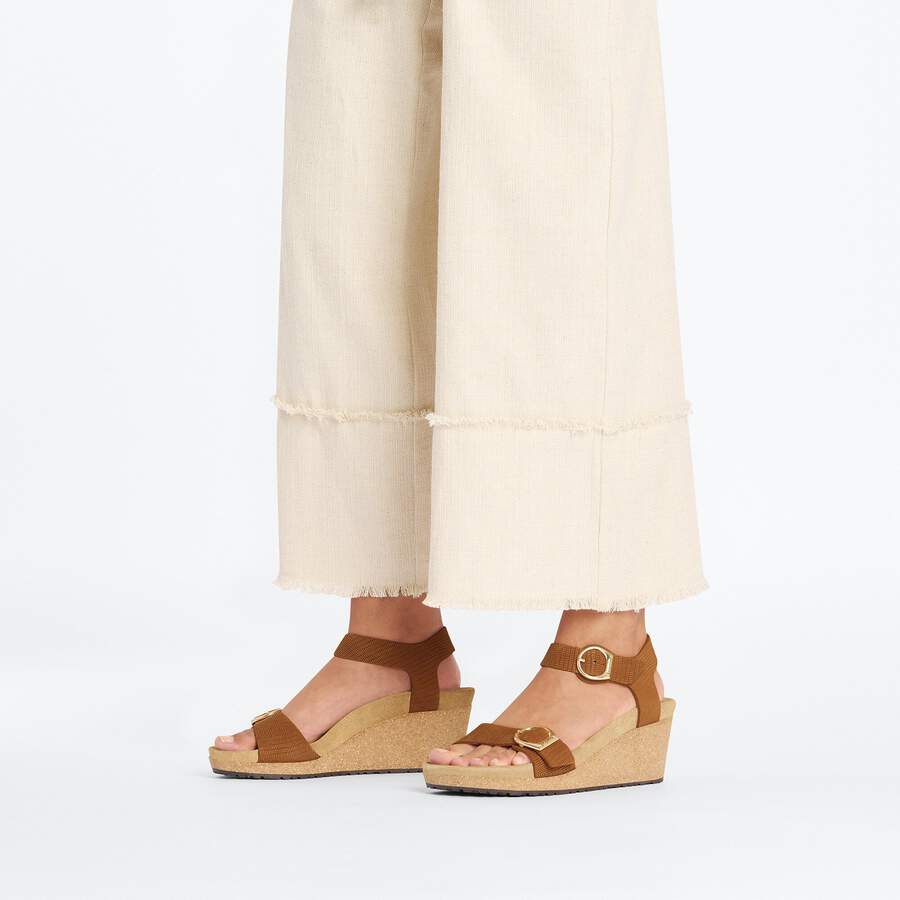 Soley Ring-Buckle Nubuck Leather Embossed - Burnt Orange