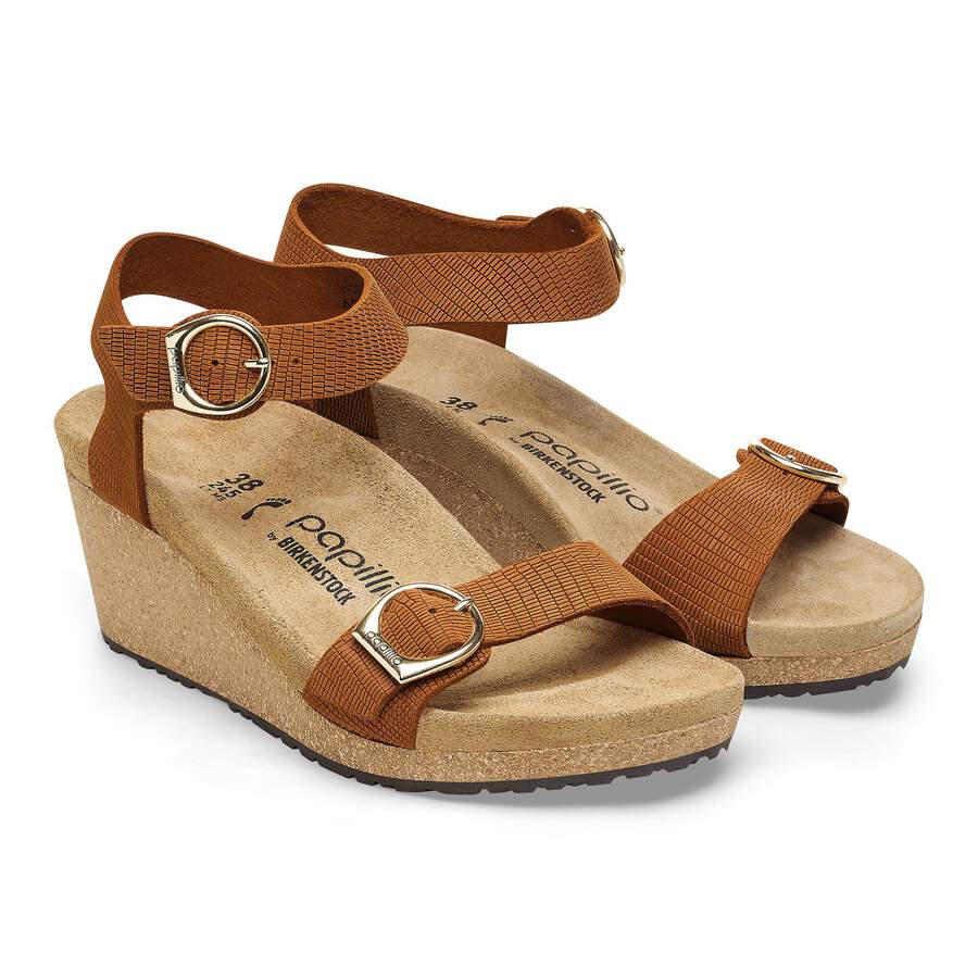 Soley Ring-Buckle Nubuck Leather Embossed - Burnt Orange