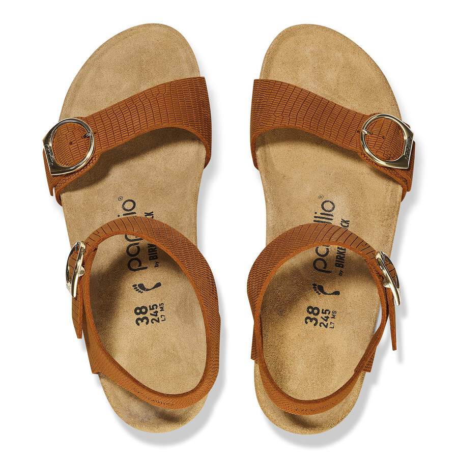Soley Ring-Buckle Nubuck Leather Embossed - Burnt Orange
