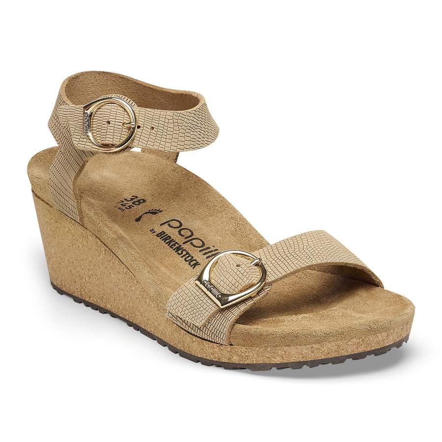 Soley Ring-Buckle Nubuck Leather Embossed - Sandcastle
