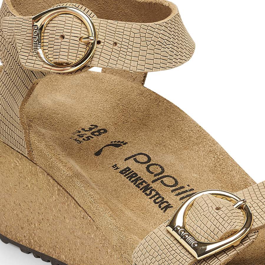 Soley Ring-Buckle Nubuck Leather Embossed - Sandcastle