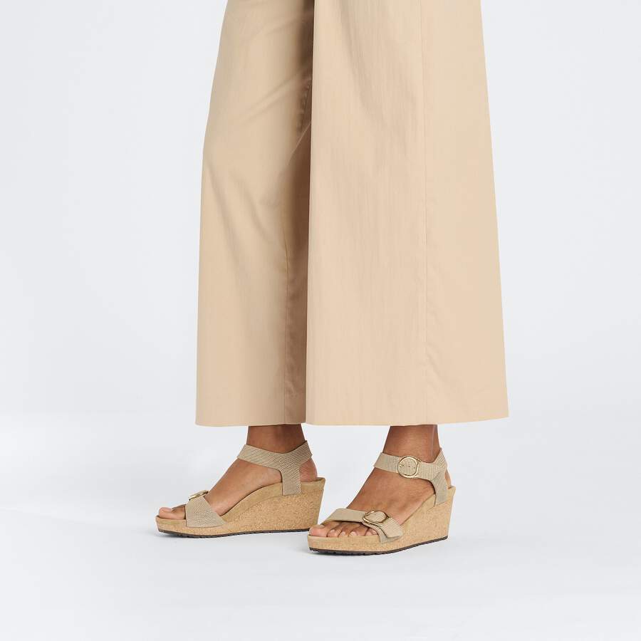 Soley Ring-Buckle Nubuck Leather Embossed - Sandcastle