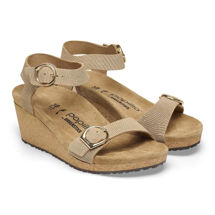 Soley Ring-Buckle Nubuck Leather Embossed - Sandcastle