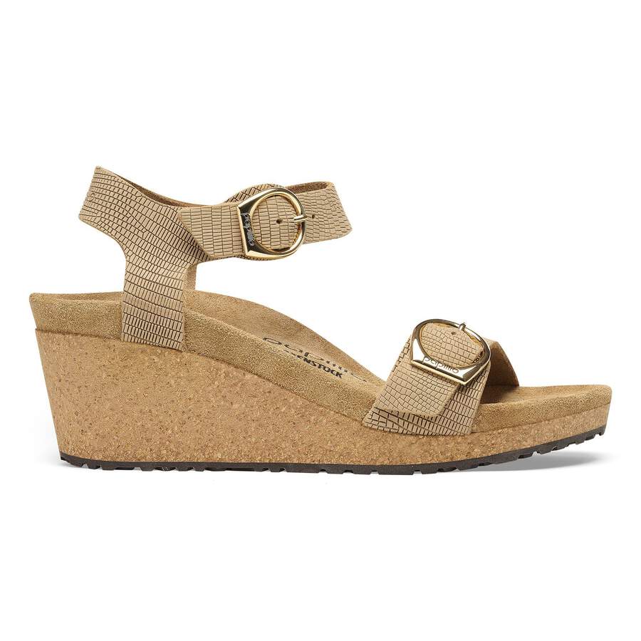 Soley Ring-Buckle Nubuck Leather Embossed - Sandcastle