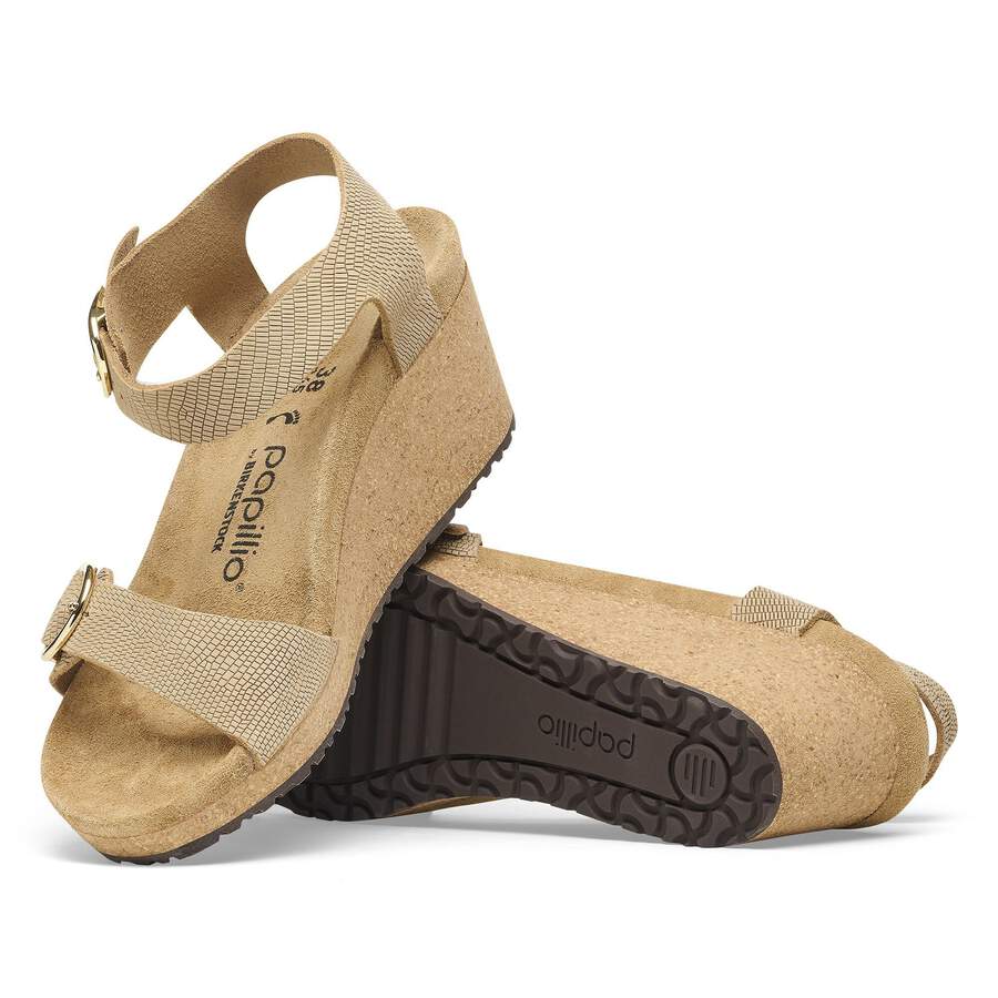 Soley Ring-Buckle Nubuck Leather Embossed - Sandcastle