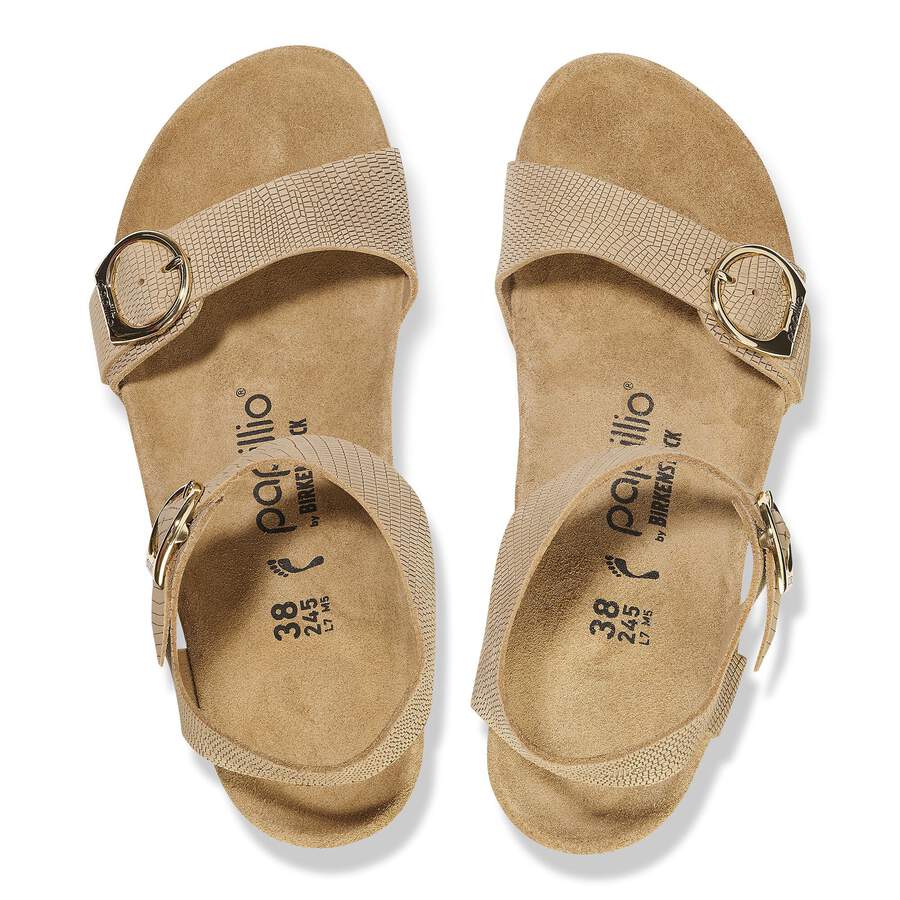 Soley Ring-Buckle Nubuck Leather Embossed - Sandcastle