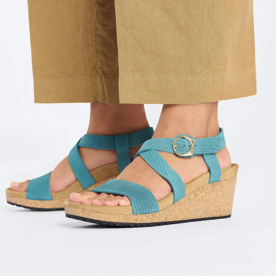Sibyl Ring-Buckle Nubuck Leather Embossed - Biscay Bay