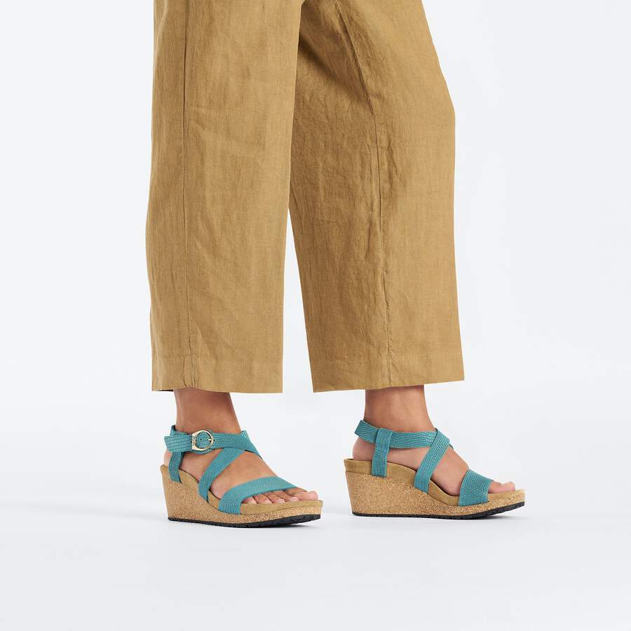 Sibyl Ring-Buckle Nubuck Leather Embossed - Biscay Bay