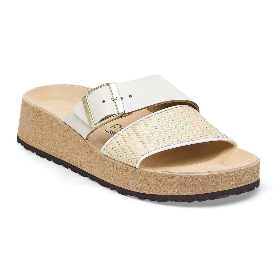 Almina Raffia Natural Leather/Synthetics - Natural/White