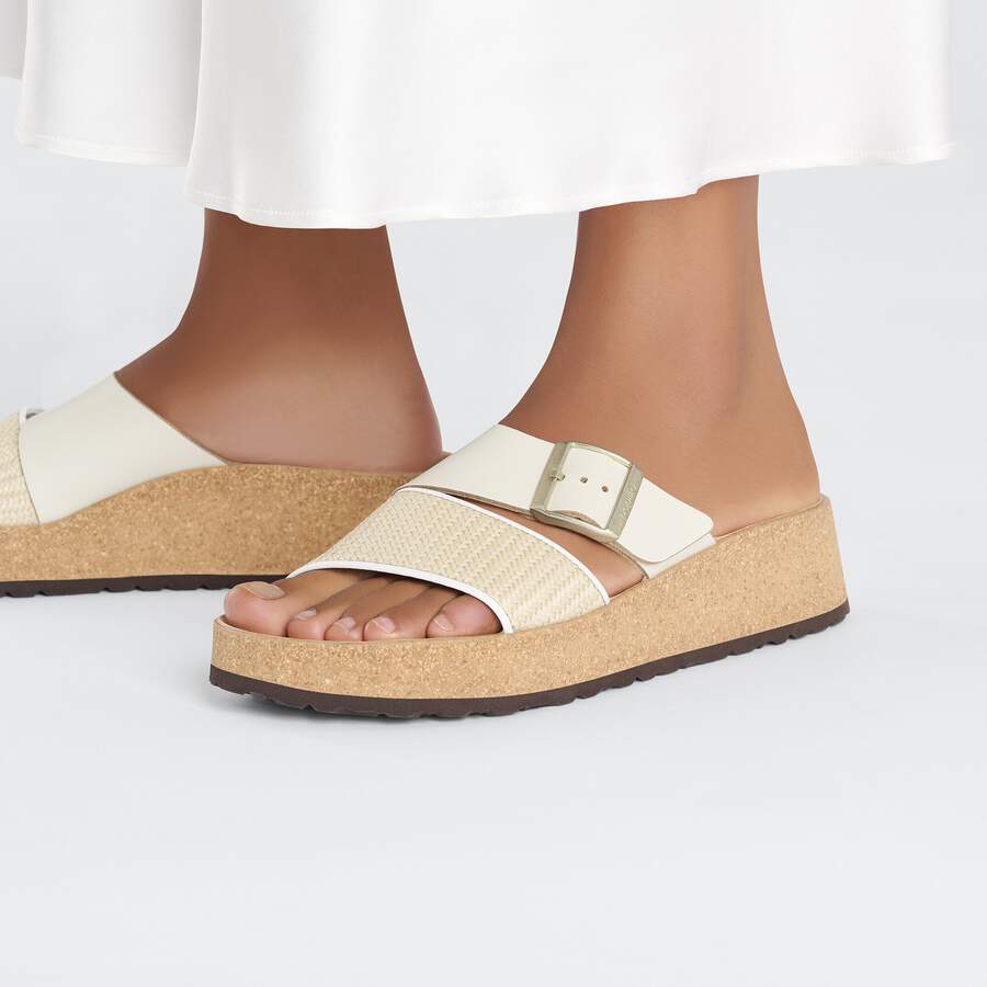 Almina Raffia Natural Leather/Synthetics - Natural/White