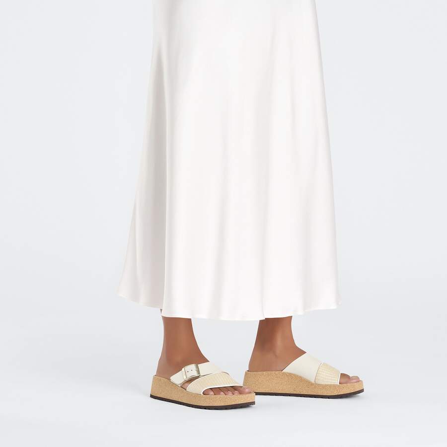 Almina Raffia Natural Leather/Synthetics - Natural/White
