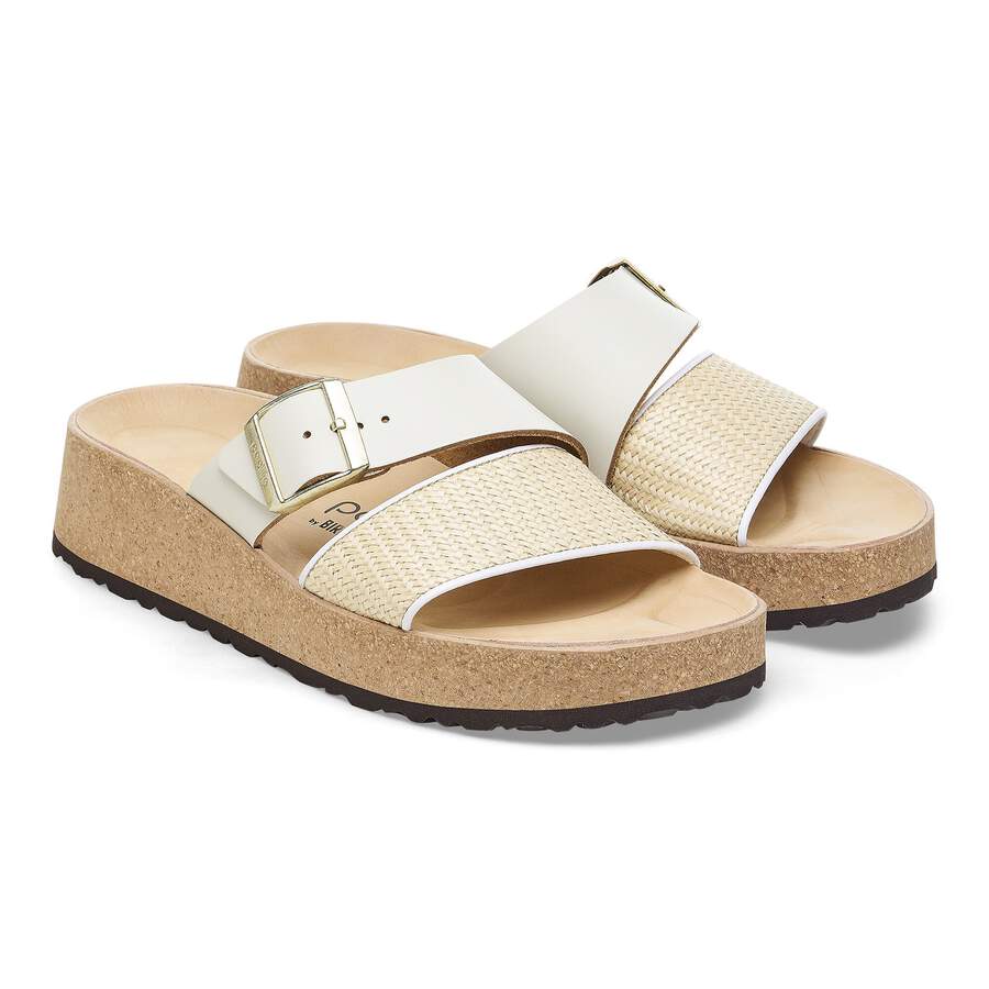 Almina Raffia Natural Leather/Synthetics - Natural/White