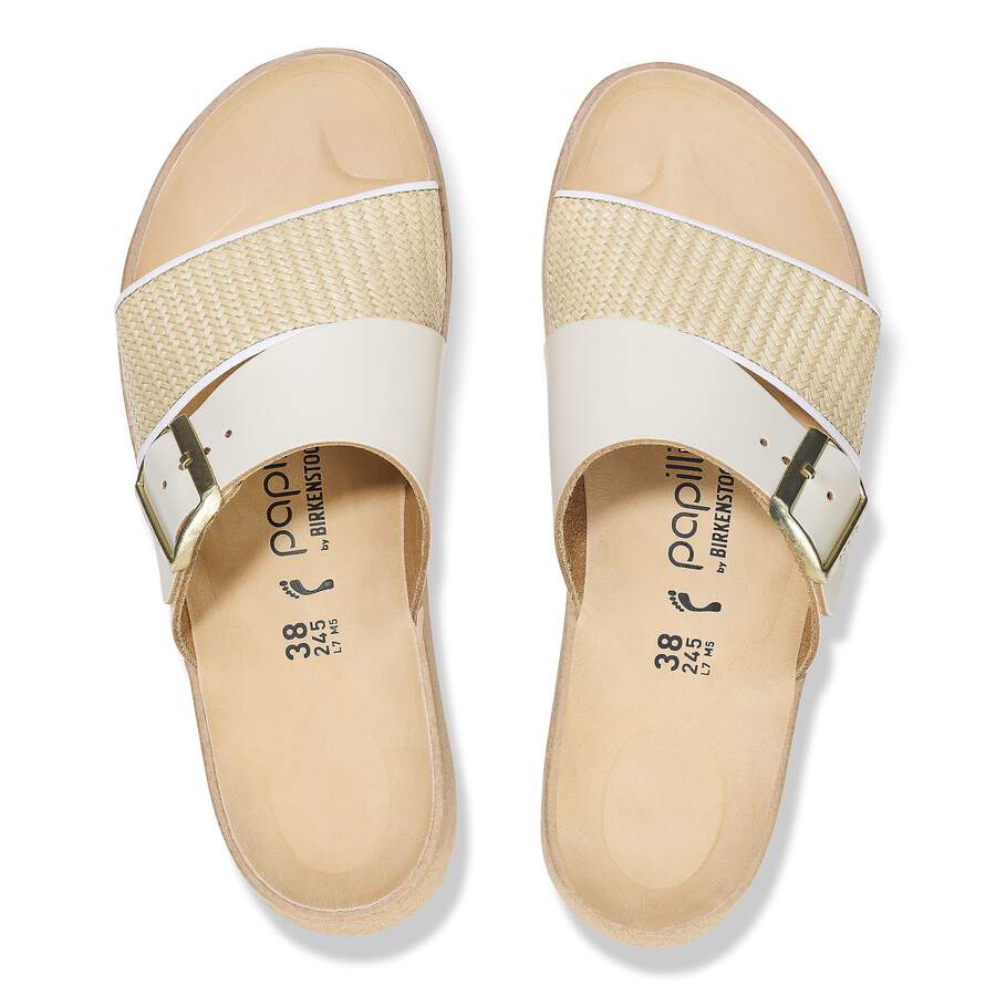 Almina Raffia Natural Leather/Synthetics - Natural/White