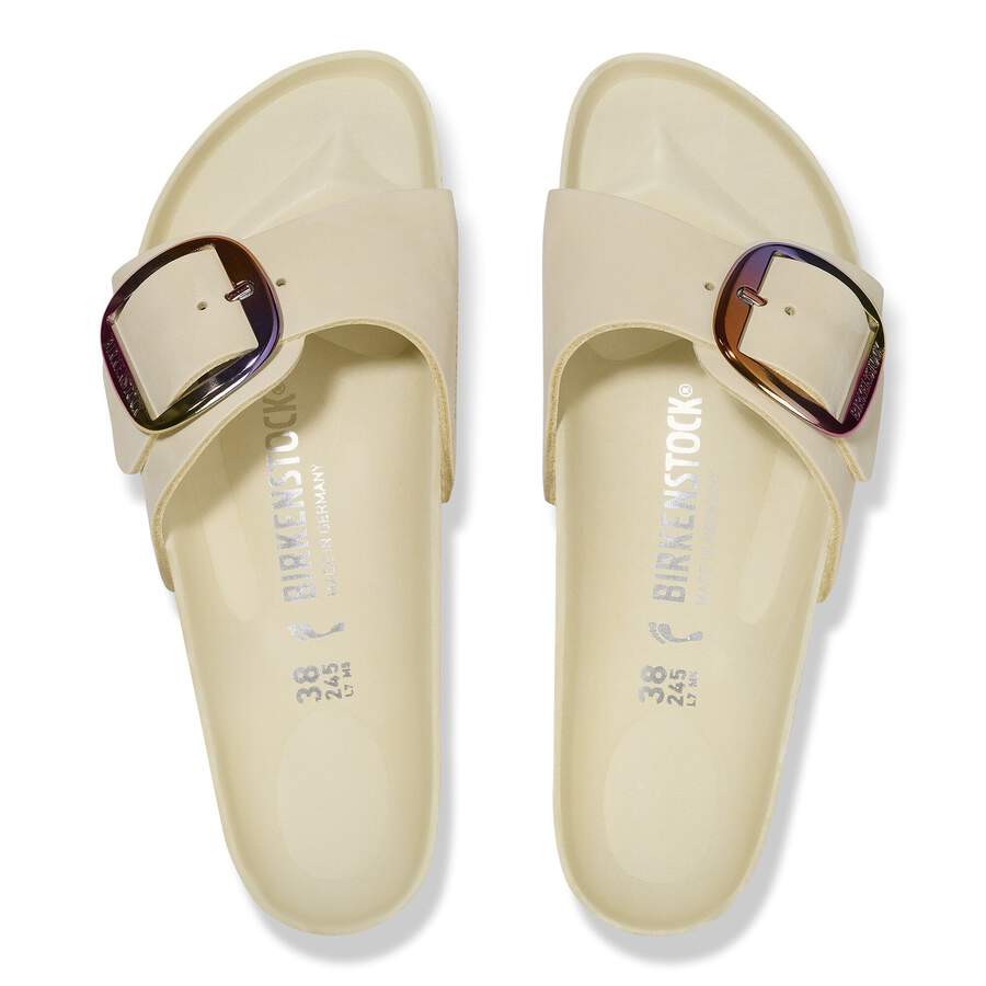 Madrid Big Buckle Natural Leather Nubuck - Ecru