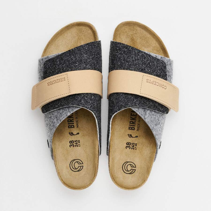 Kyoto Leather/Textile/Felt - Black/Gray