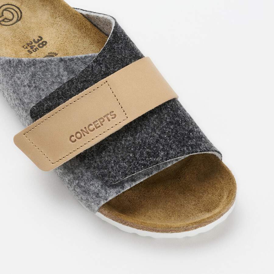 Kyoto Leather/Textile/Felt - Black/Gray