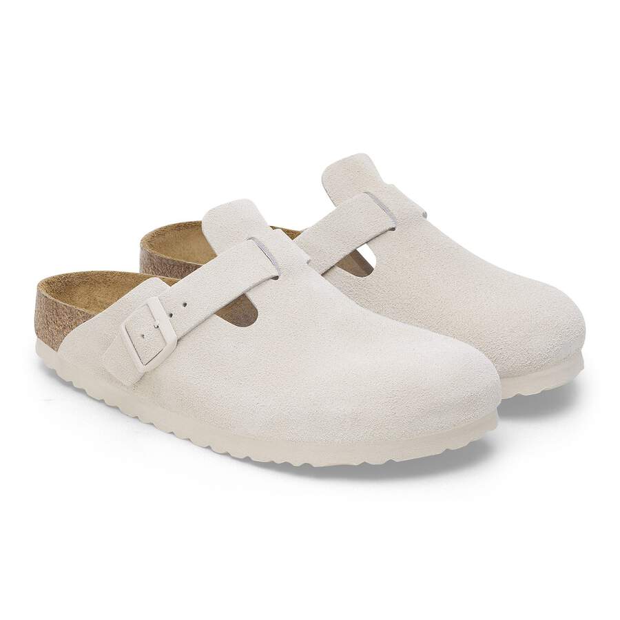 Boston Soft Footbed Suede Leather - Antique White
