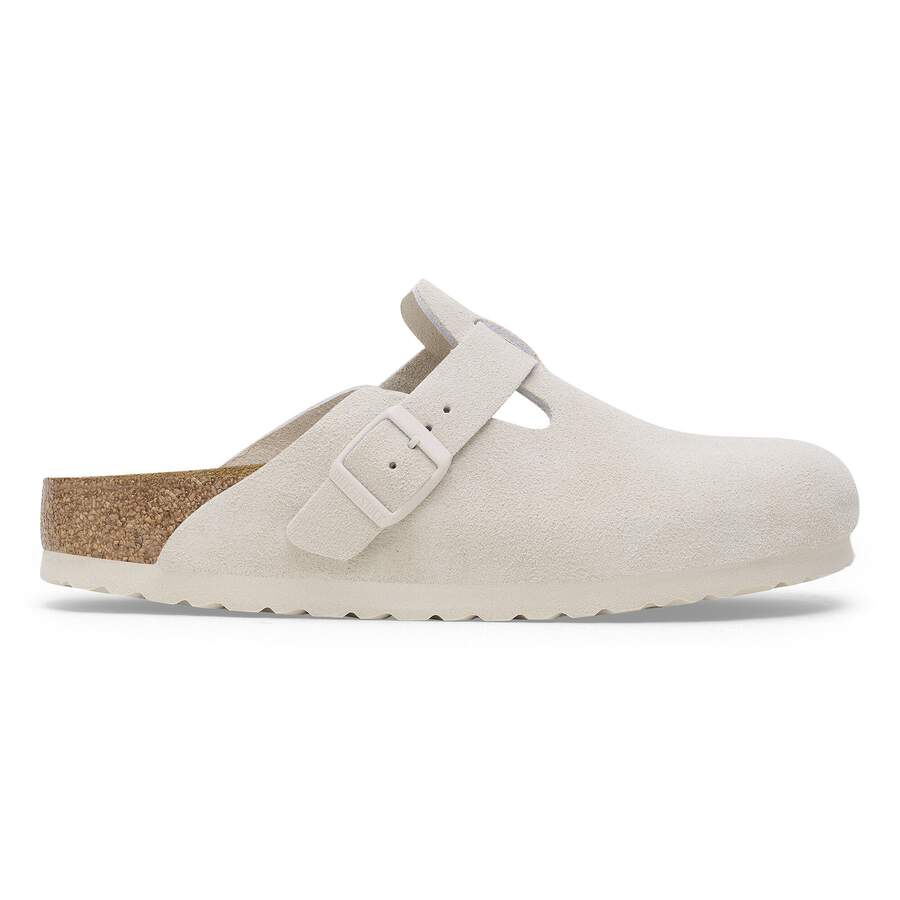 Boston Soft Footbed Suede Leather - Antique White