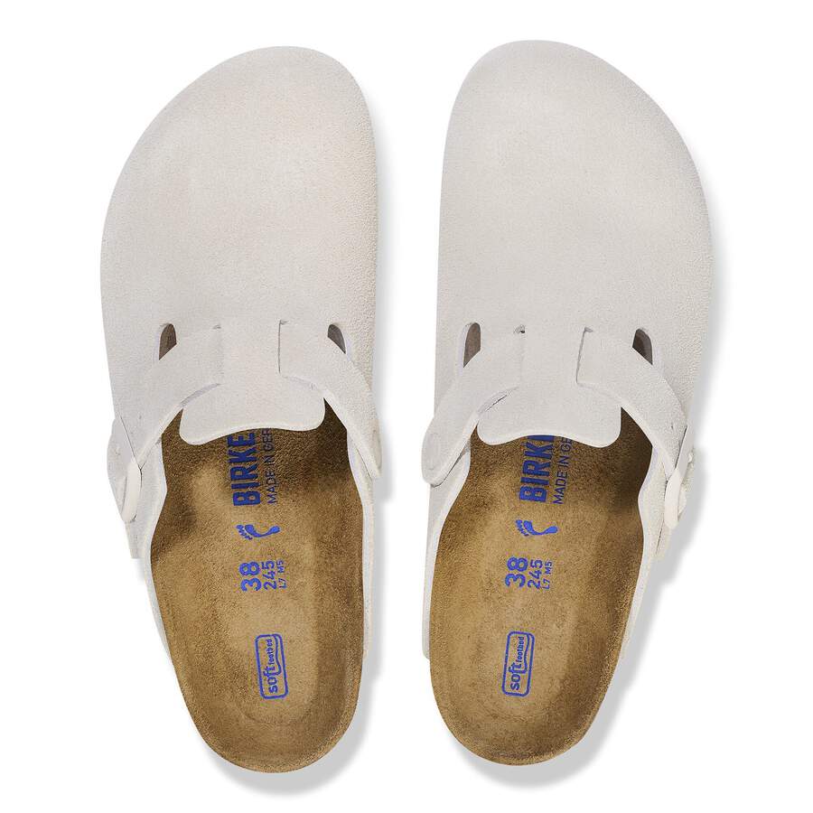 Boston Soft Footbed Suede Leather - Antique White