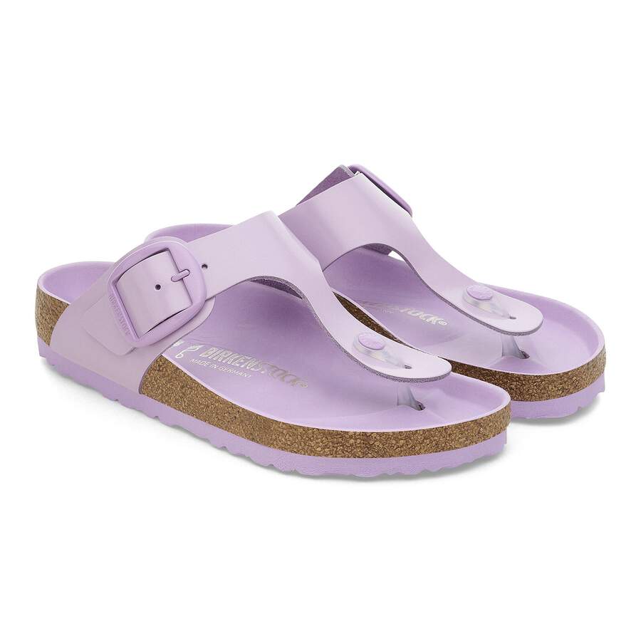 Gizeh Big Buckle Natural Leather Patent - High-Shine Crocus