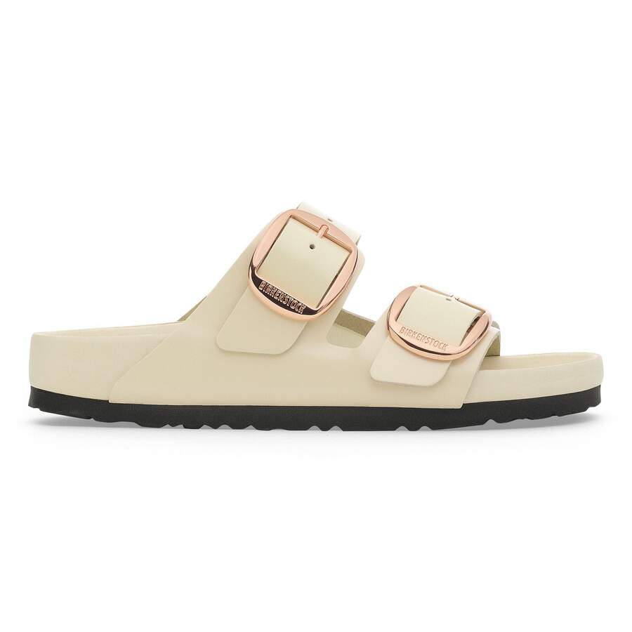 Arizona Big Buckle Natural Leather Patent - High Shine Ecru