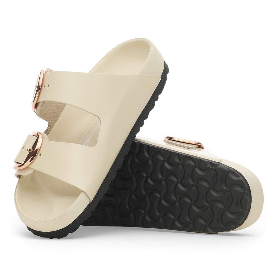 Arizona Big Buckle Natural Leather Patent - High Shine Ecru