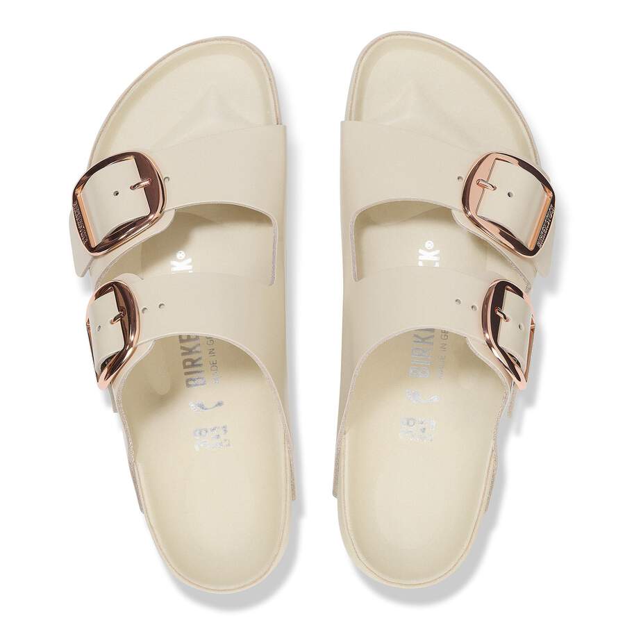 Arizona Big Buckle Natural Leather Patent - High Shine Ecru