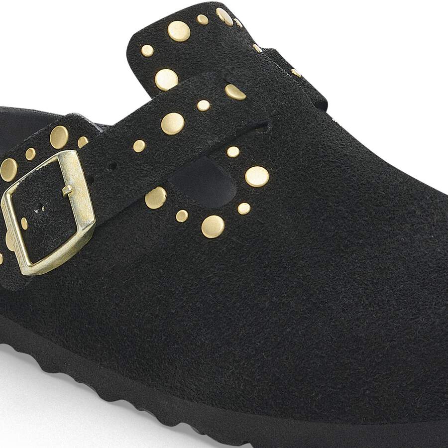 Boston Rivet Suede Leather - Black