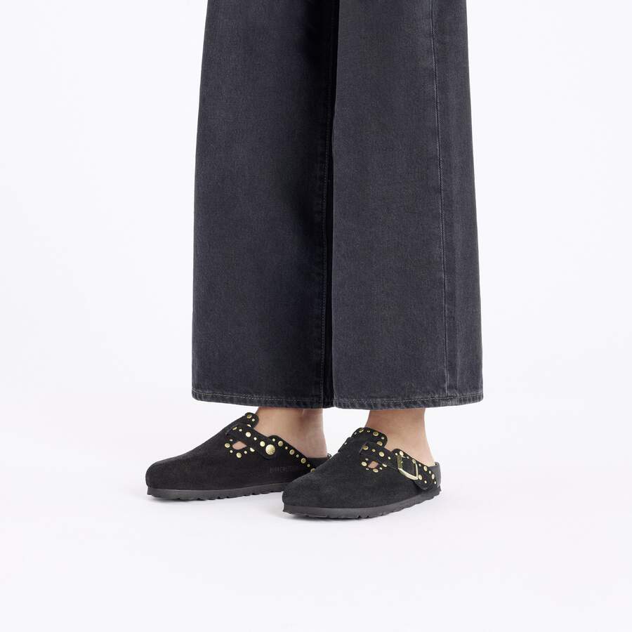 Boston Rivet Suede Leather - Black