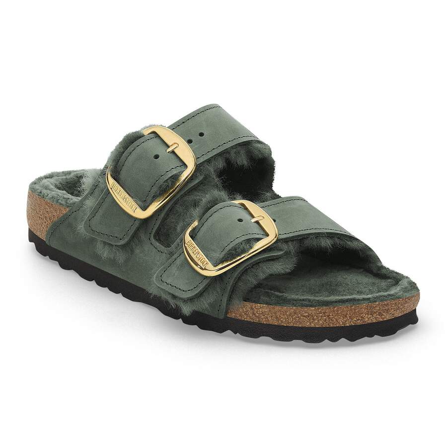 Arizona Big Buckle Shearling Natural Leather Oiled - Thyme