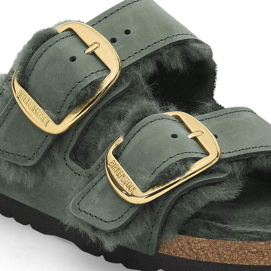Arizona Big Buckle Shearling Natural Leather Oiled - Thyme