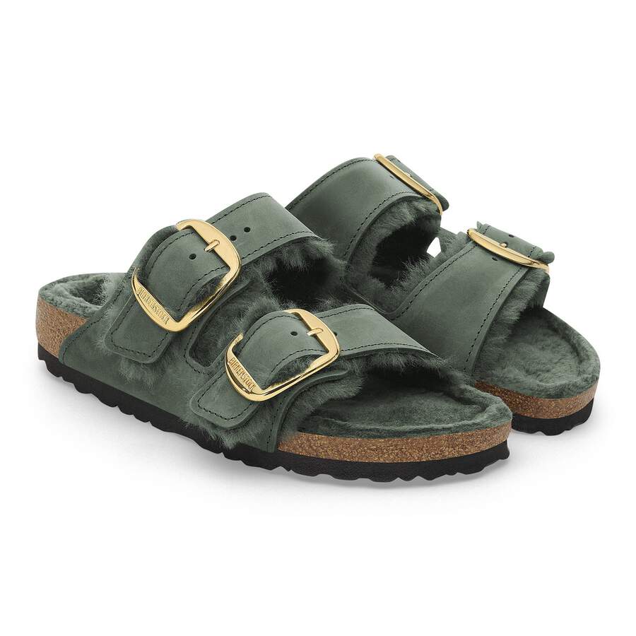 Arizona Big Buckle Shearling Natural Leather Oiled - Thyme