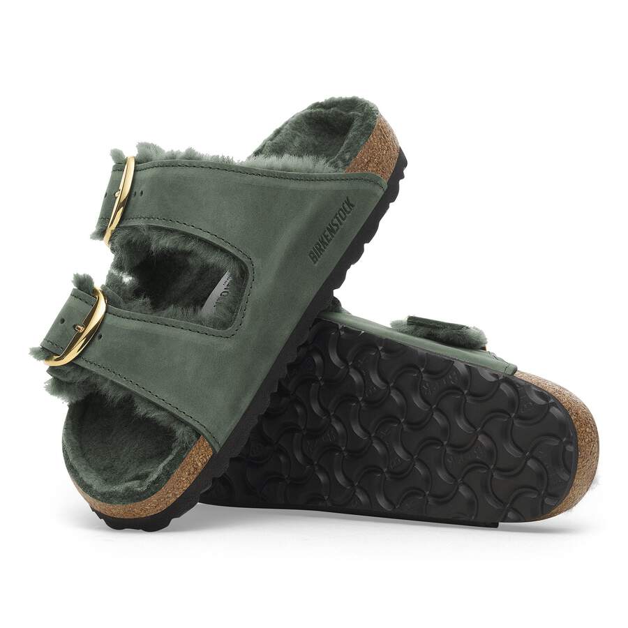 Arizona Big Buckle Shearling Natural Leather Oiled - Thyme