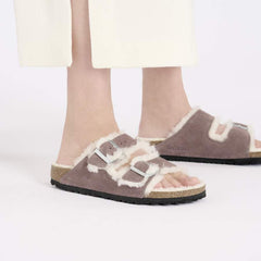 Arizona Shearling Suede Leather/Fur - Faded Purple