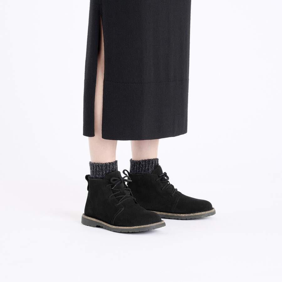 Uppsala Mid Shearling Suede Leather - Black