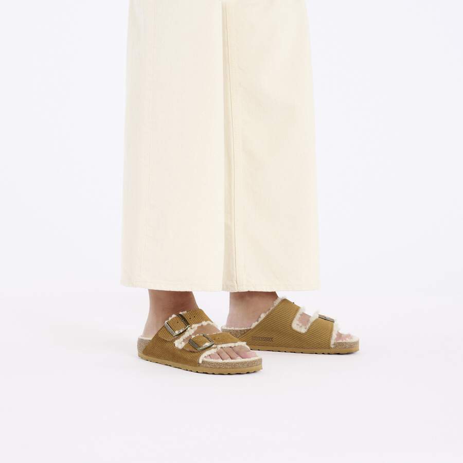 Arizona Shearling Suede Leather/Fur - Corduroy Cork Brown