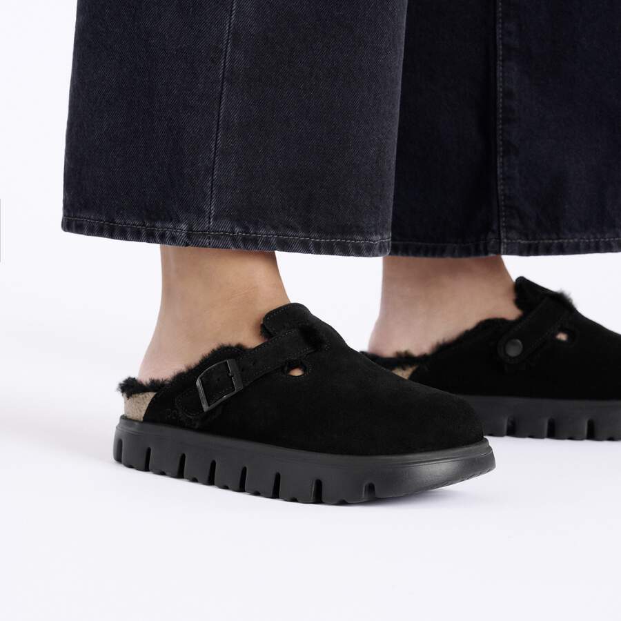 Boston PAP Chunky Shearling Suede Leather - Black