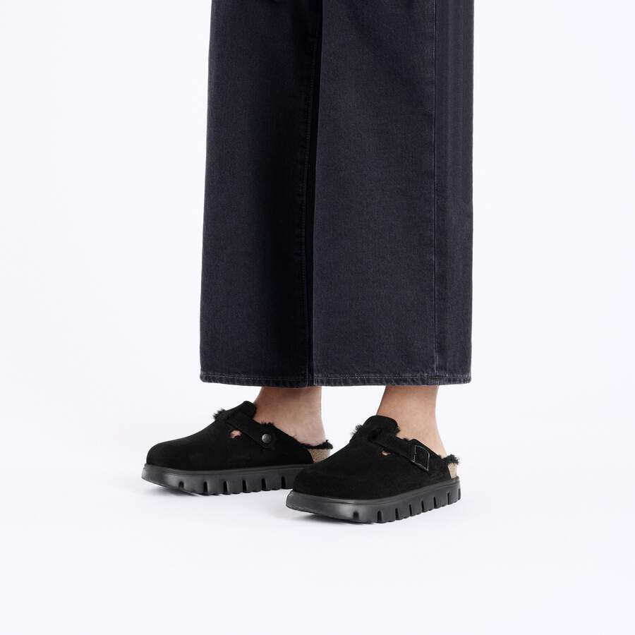 Boston PAP Chunky Shearling Suede Leather - Black