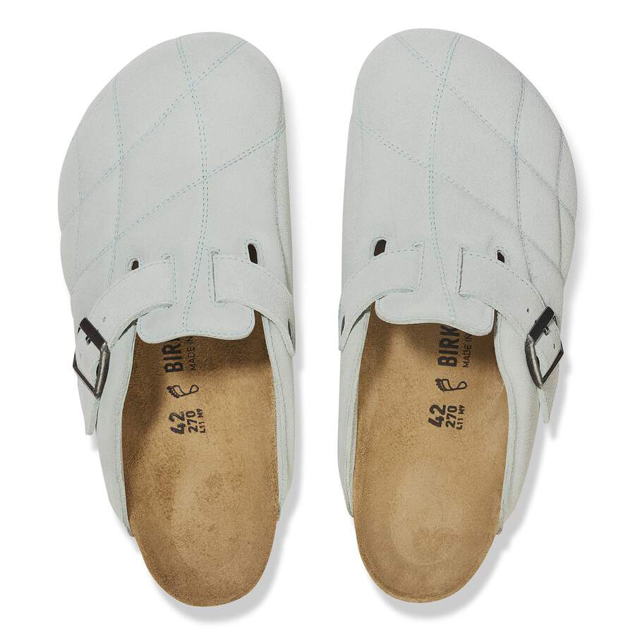 Boston Quilted Suede Leather - Aqua