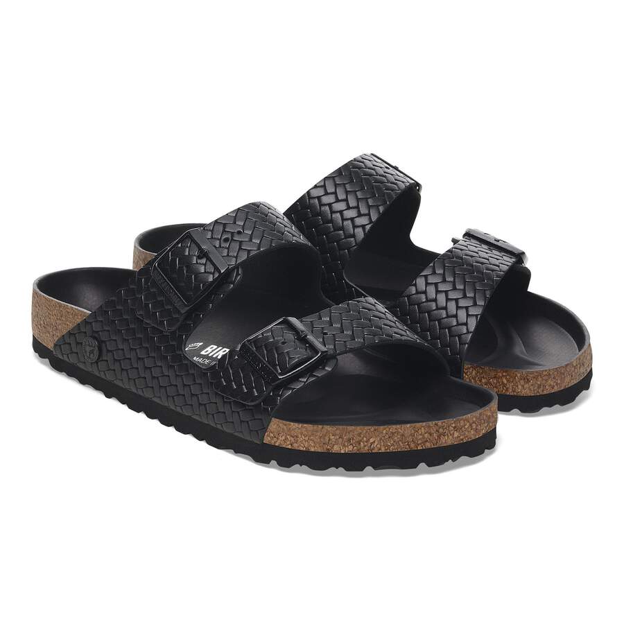 Arizona Rivet Logo Natural Leather - Woven Embossed Black