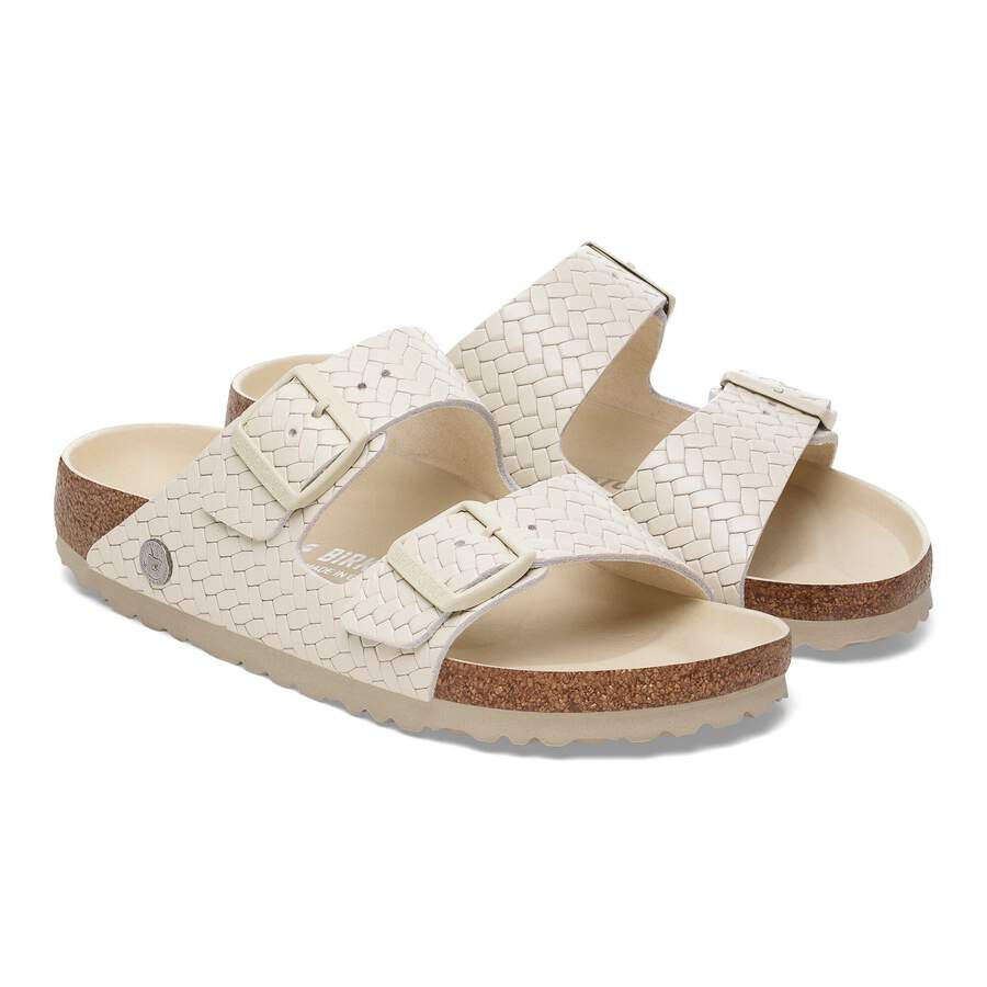 Arizona Rivet Logo Natural Leather - Woven Embossed Ecru