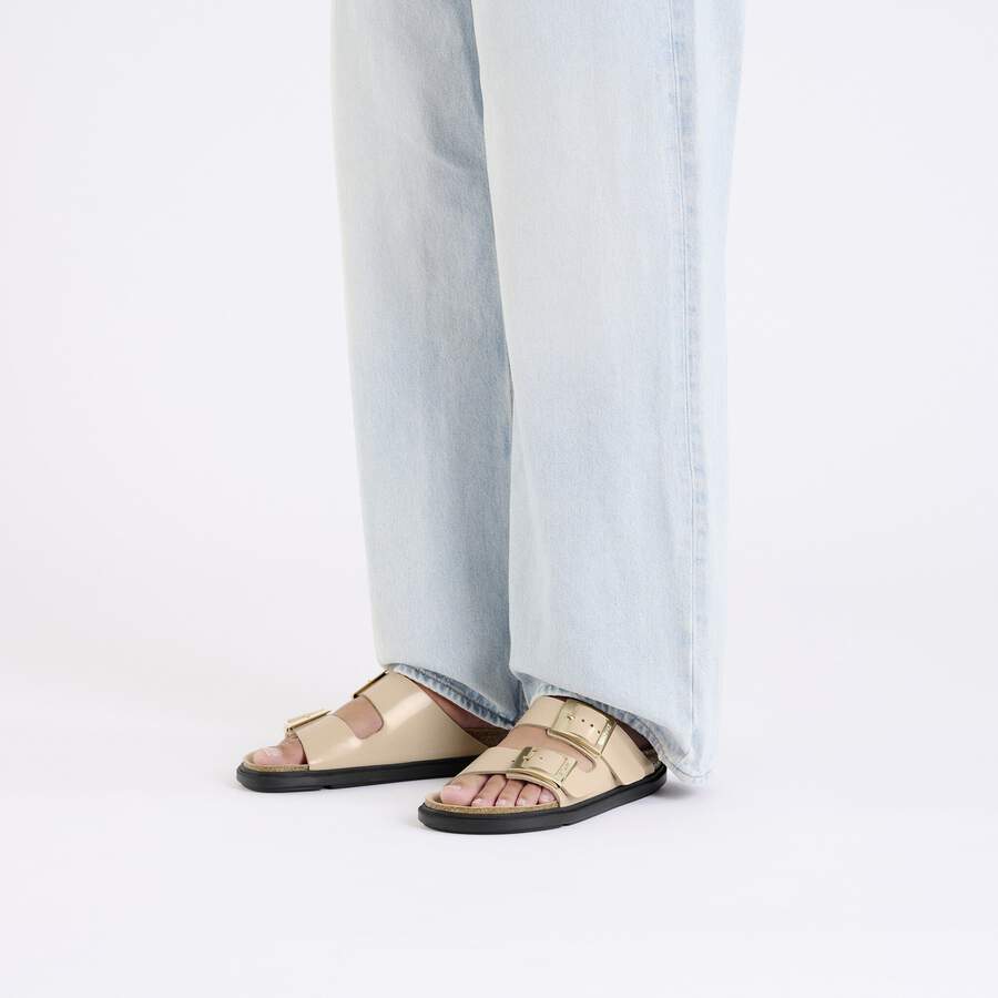Arizona Droplet Buckle Natural Leather Patent - High Shine New Beige