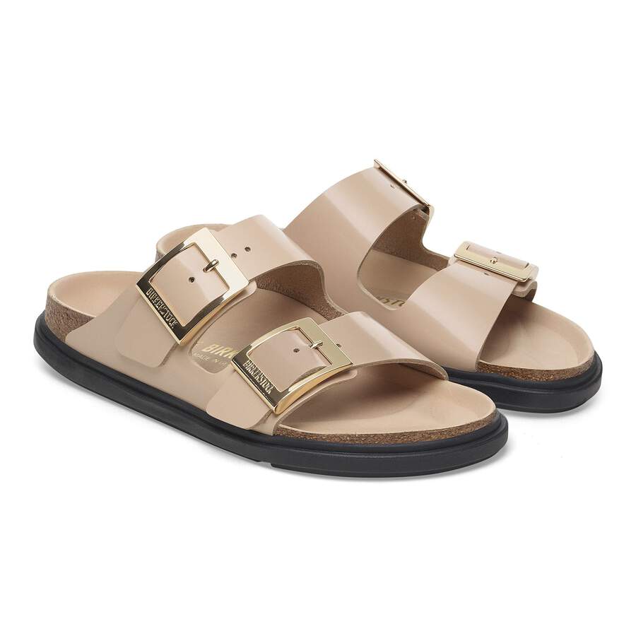 Arizona Droplet Buckle Natural Leather Patent - High Shine New Beige