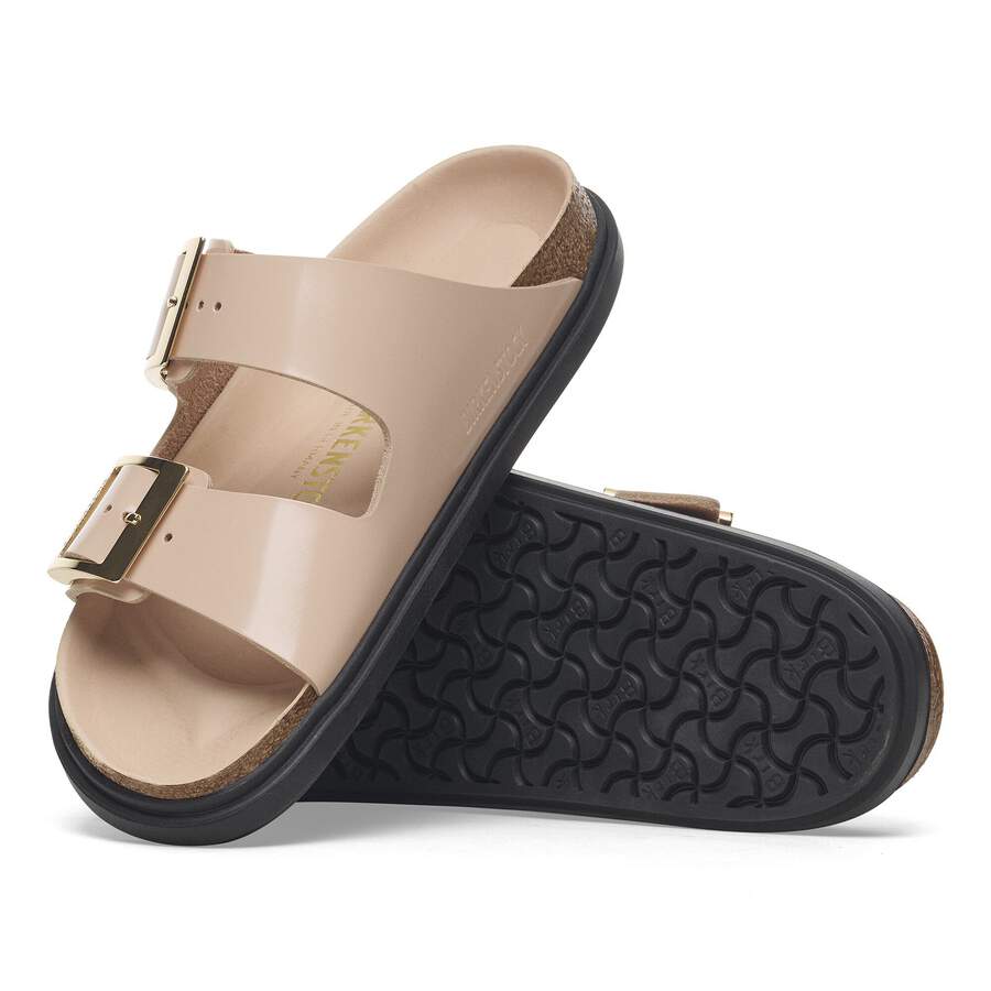 Arizona Droplet Buckle Natural Leather Patent - High Shine New Beige