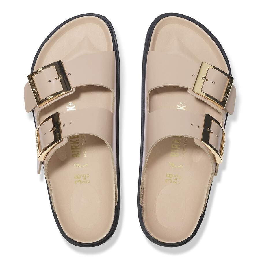 Arizona Droplet Buckle Natural Leather Patent - High Shine New Beige