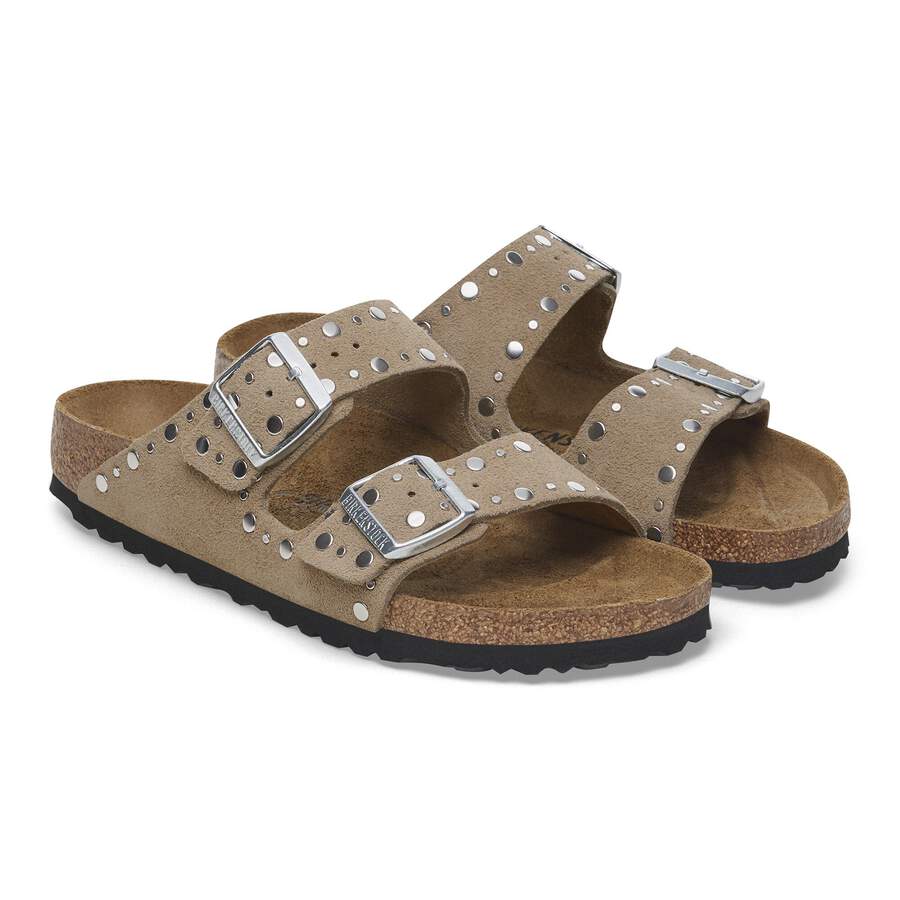 Arizona Rivet Suede Leather - Taupe