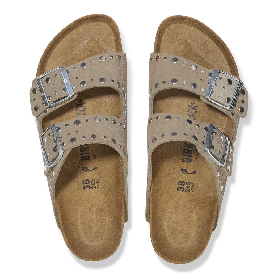 Arizona Rivet Suede Leather - Taupe