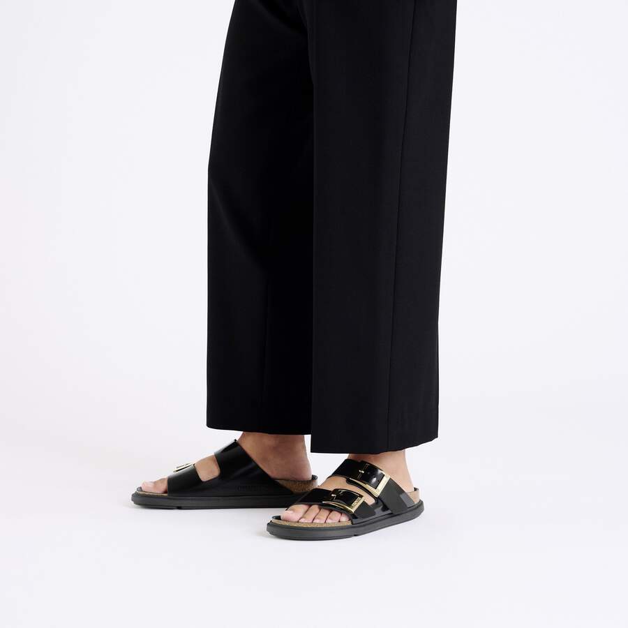 Arizona Droplet Buckle Natural Leather Patent - High Shine Black